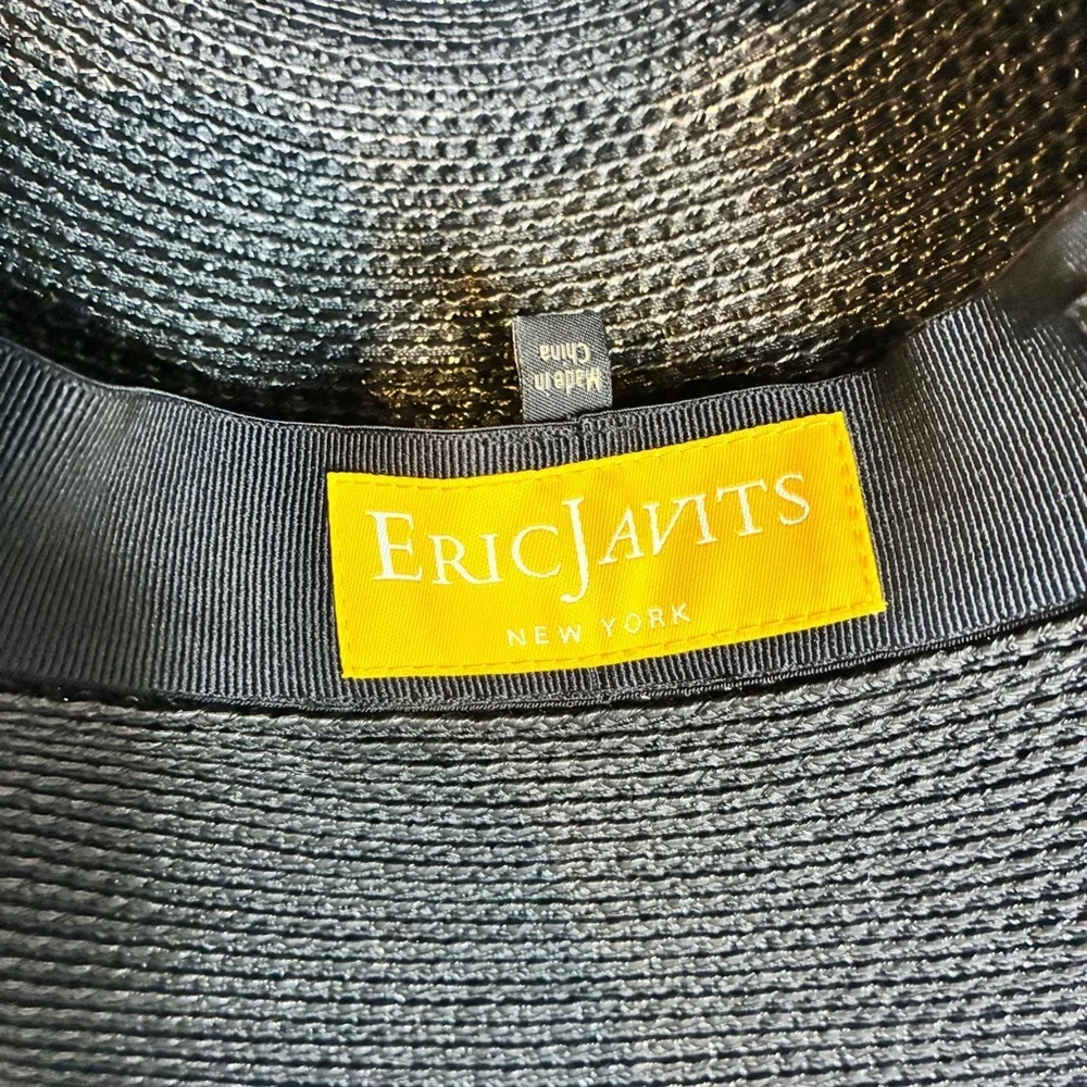 Eric Javits | Black Wide Brimmed Packable Hat SPF 50 - Picture 3 of 6